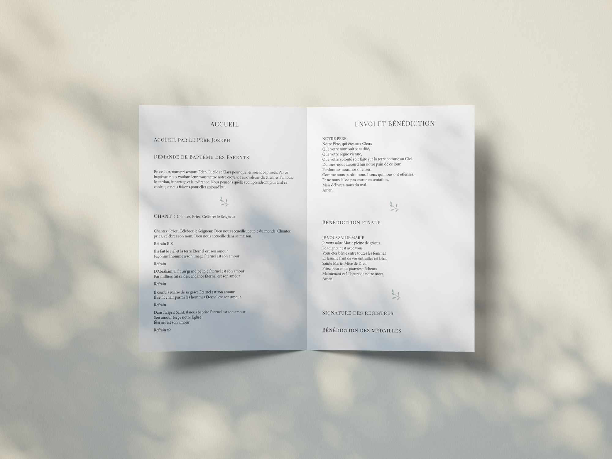 Livret de baptême | Audemus - Graphiste à Angers