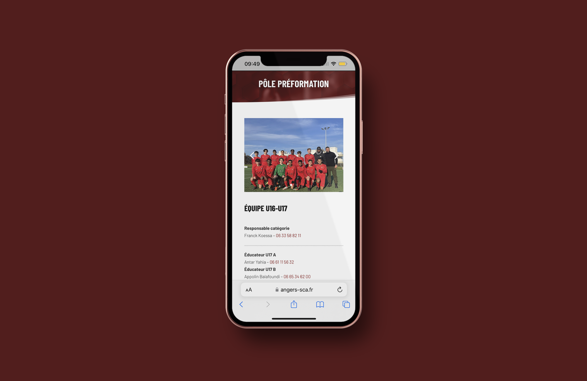 Responsive design football Angers - Audemus Studio Webmarketing club de football