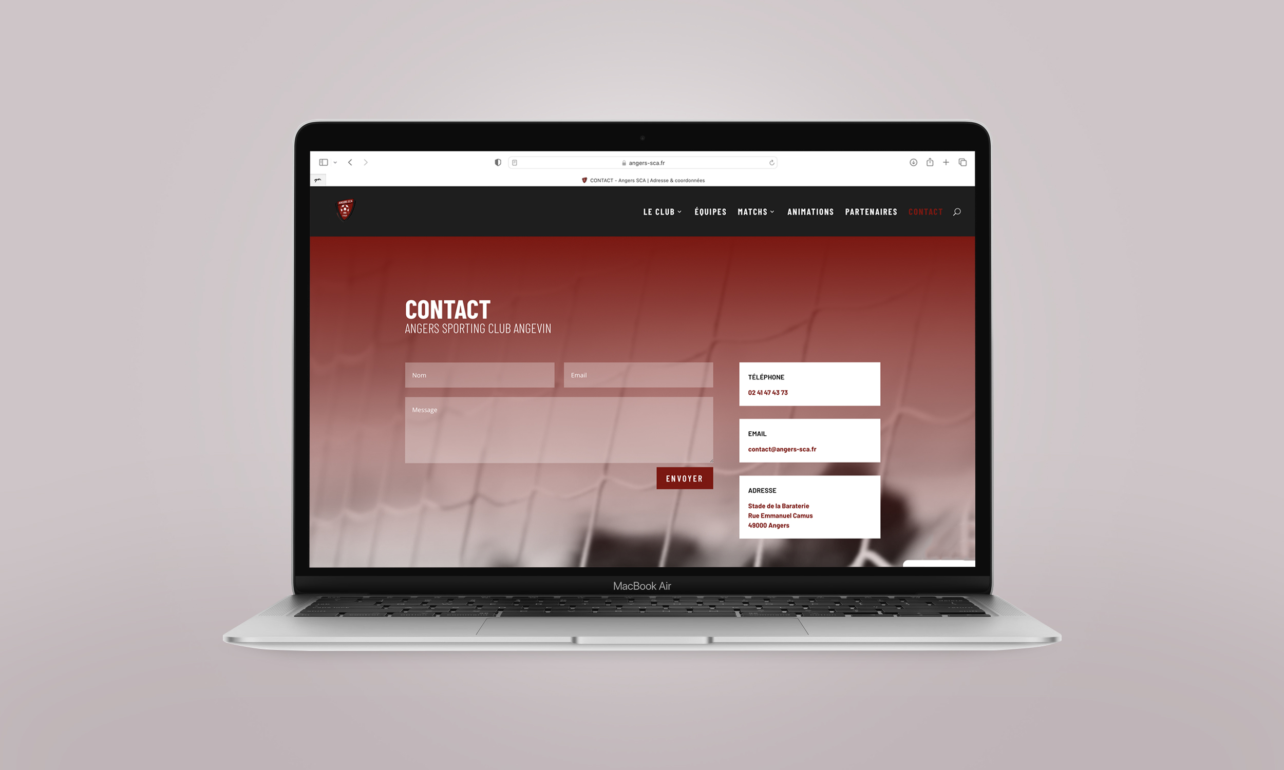 Webdesign Angers SCA football