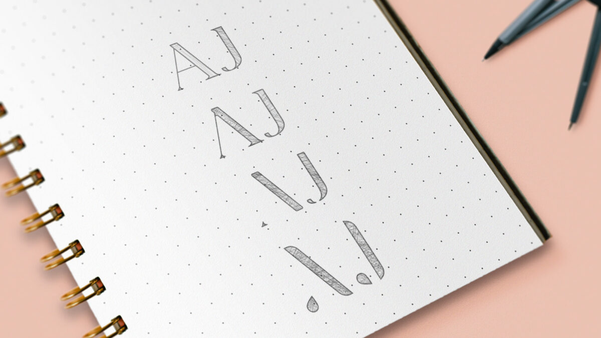 Dessin sketch - logo typographique - Audemus Studio Angers