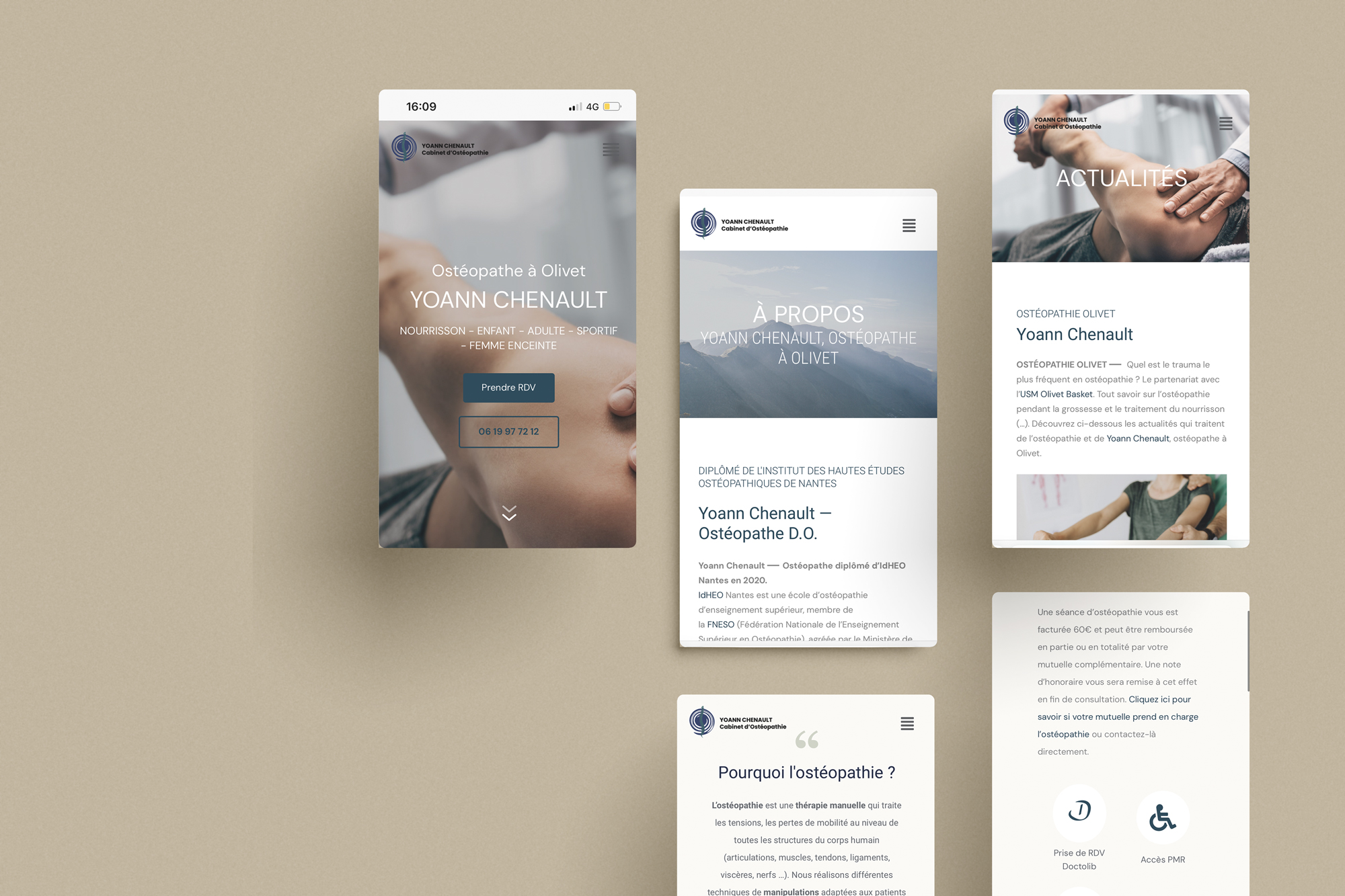 Site web professionnel pour ostéopathes, kinésithérapeutes, masseurs, sophrologues, psychologues, professeurs de yoga à Angers