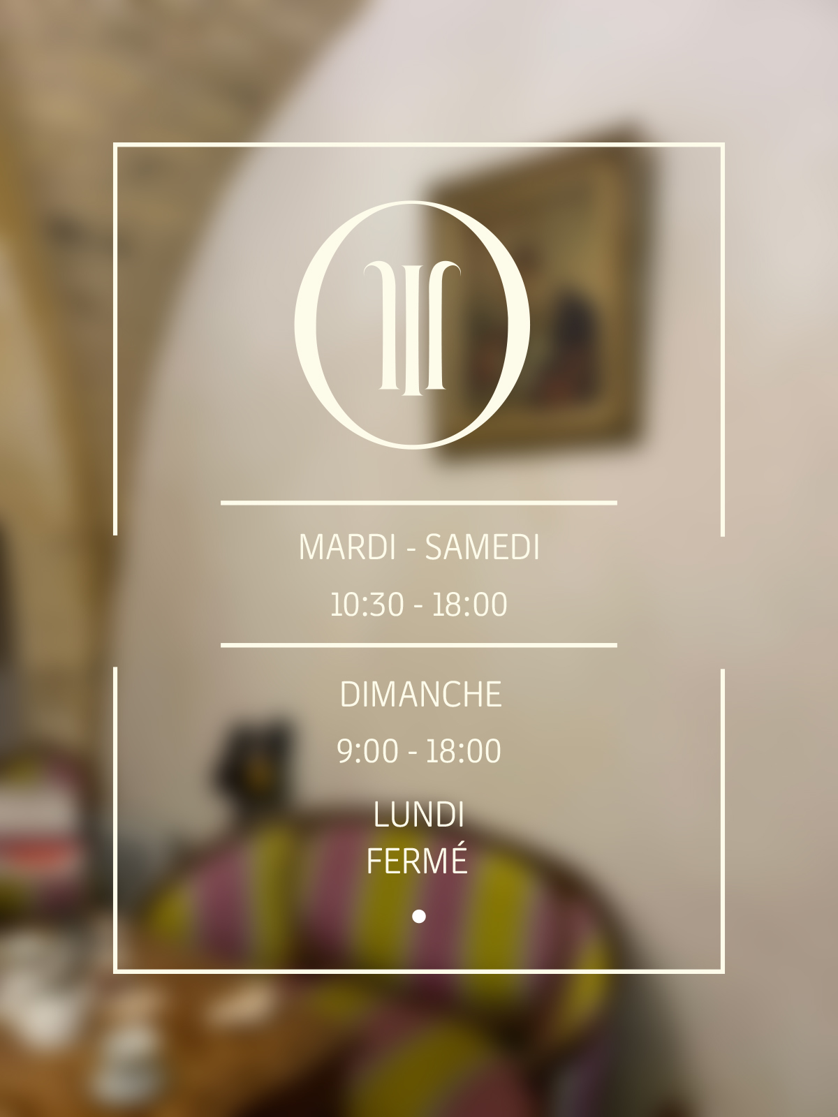 Plaque horaires | Inspi branding - Chez Apolline - Pâtisserie | Création d'identité visuelle à Angers