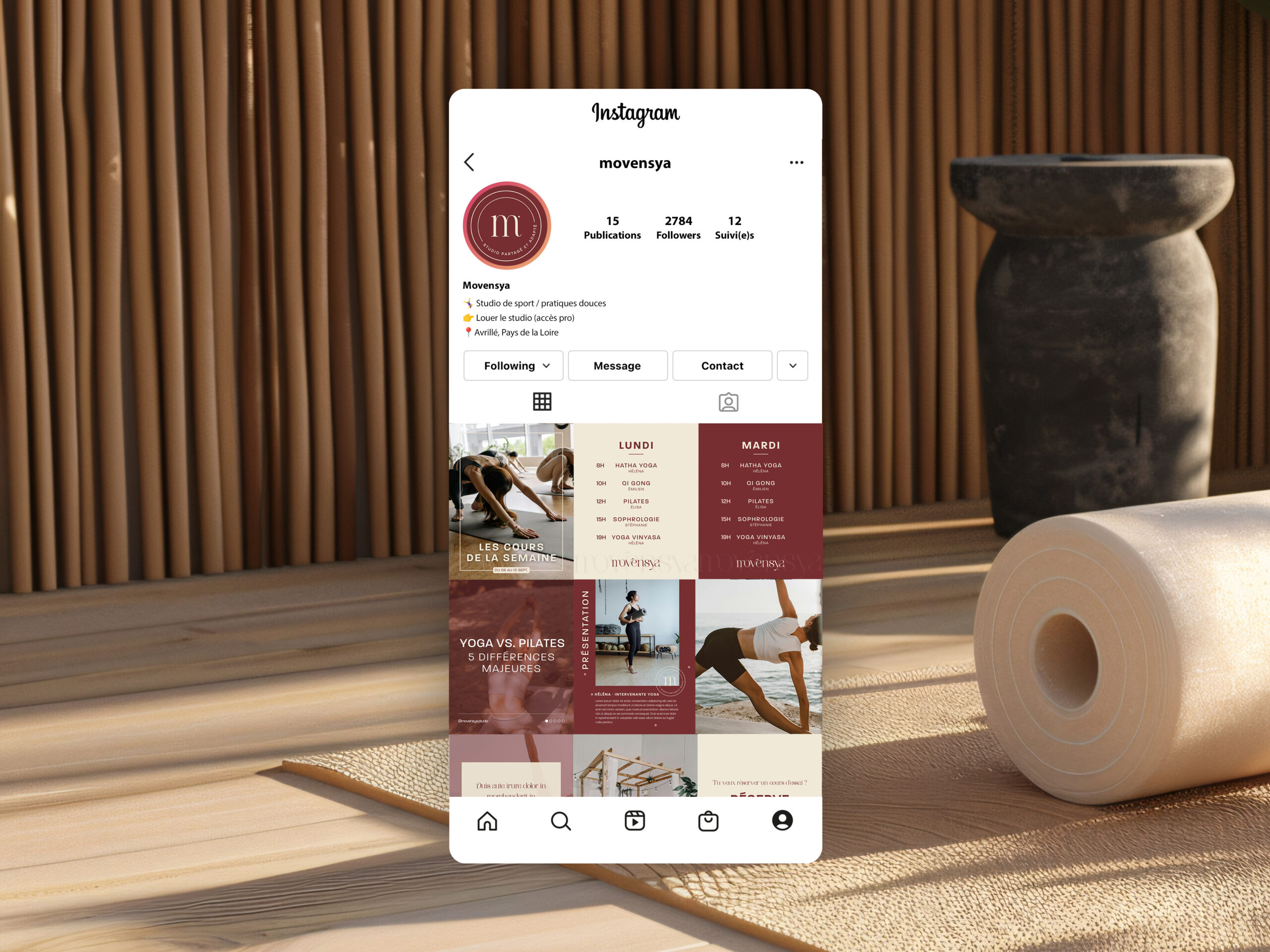 Carrousel Instagram design minimaliste yoga