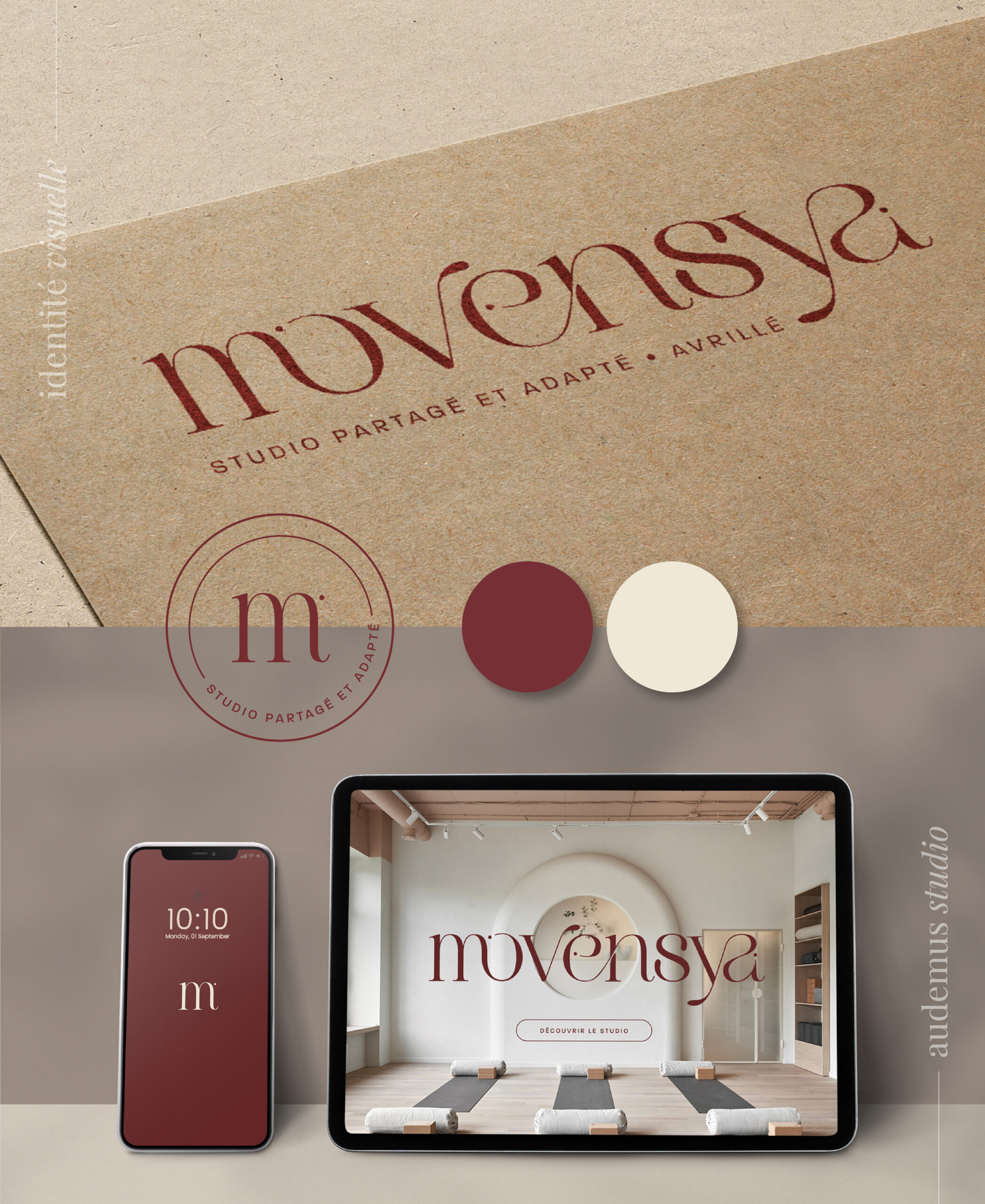 Déclinaison identité visuelle studio yoga