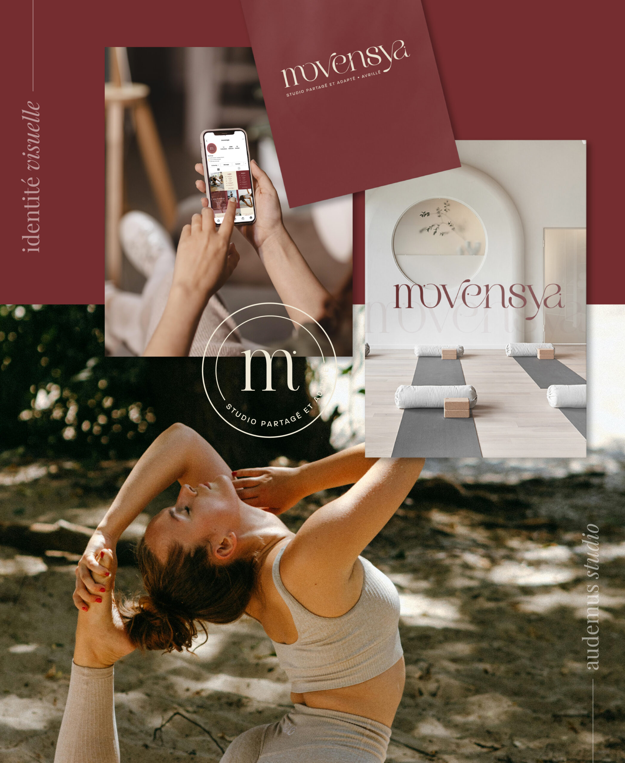 Déclinaison identité visuelle studio yoga Angers