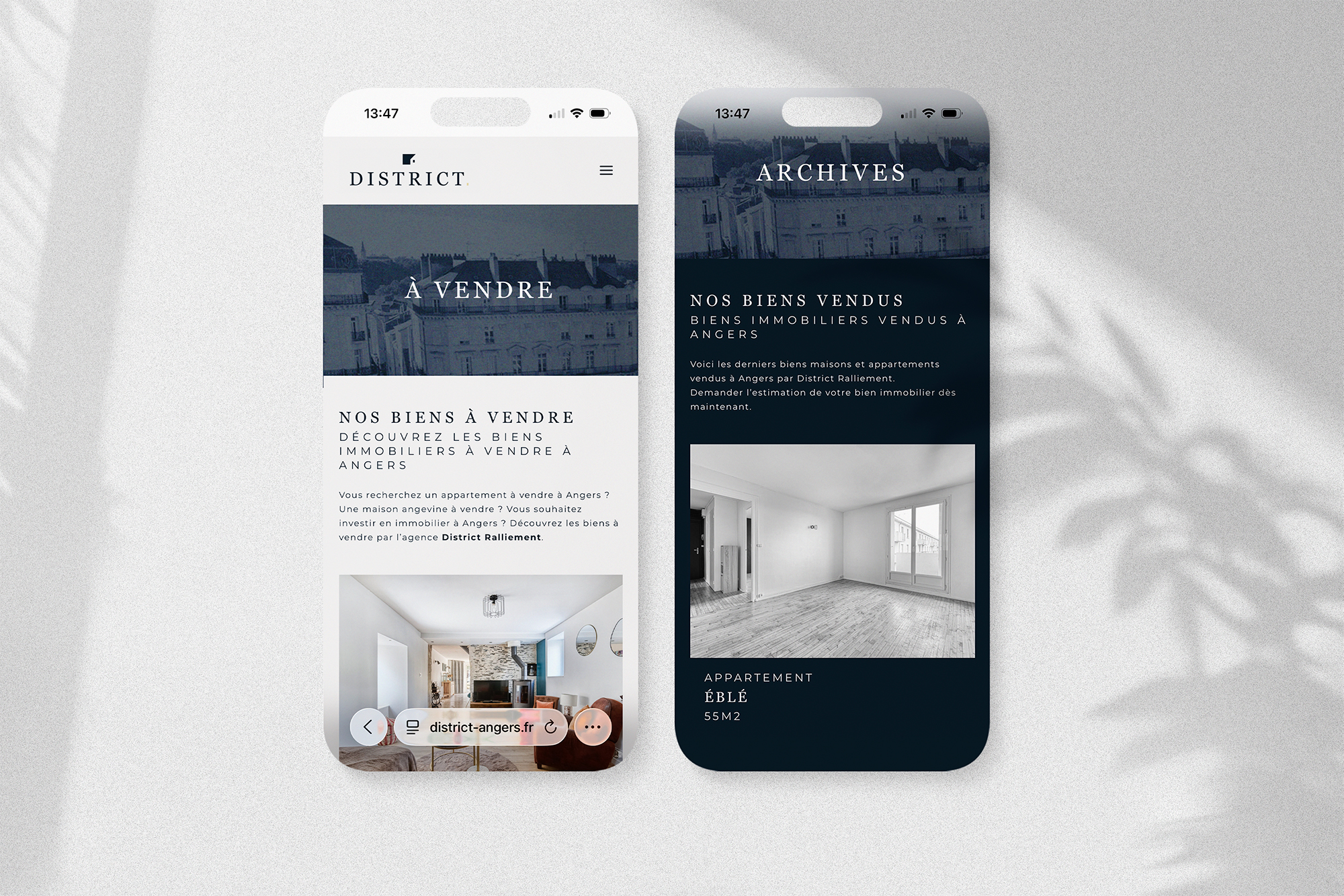 Création site web Angers - agence immobilière District Ralliement