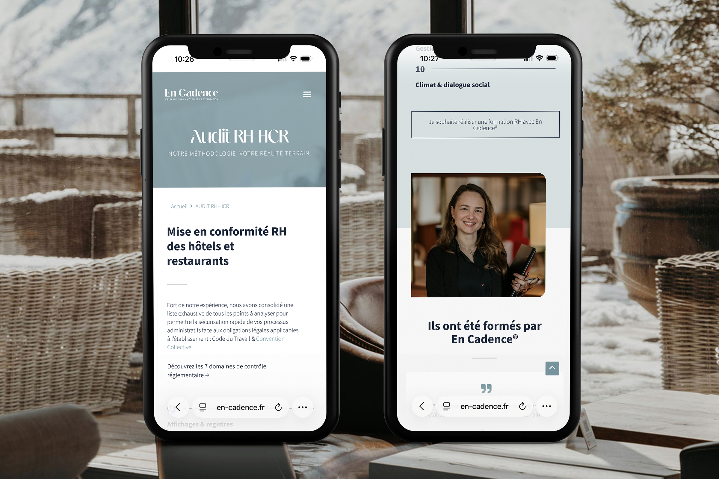 Version mobile du site web En Cadence – création site WordPress responsive cabinet RH